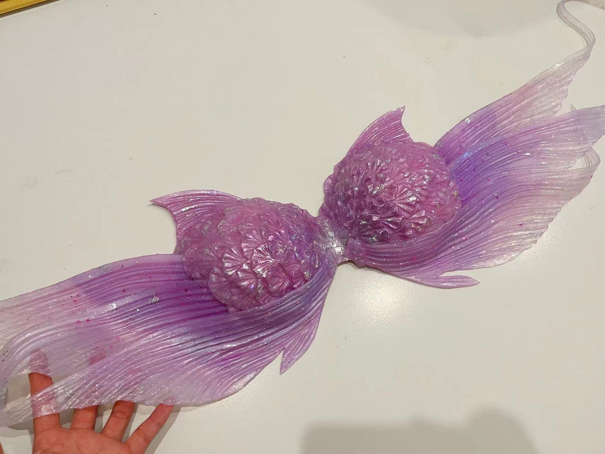 QIANZHI Lucky Koi Fish Sequins Silicone Mermaid Tail