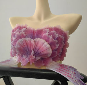 Aqua Peony Silicone Mermaid Top