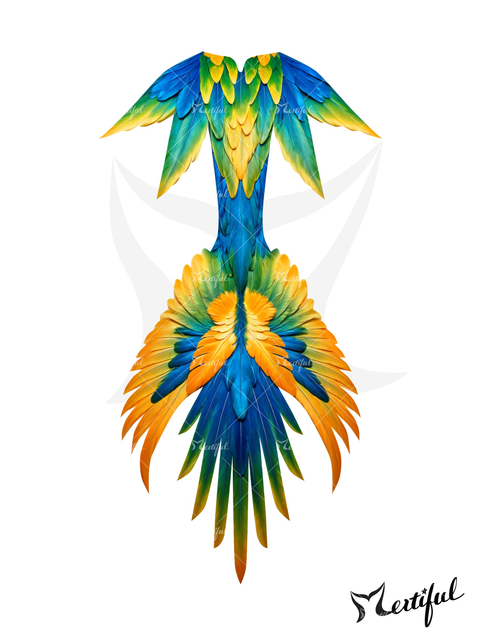 Mertiful Scarlet Macaw Mermaid Tail