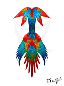 Mertiful Scarlet Macaw Mermaid Tail