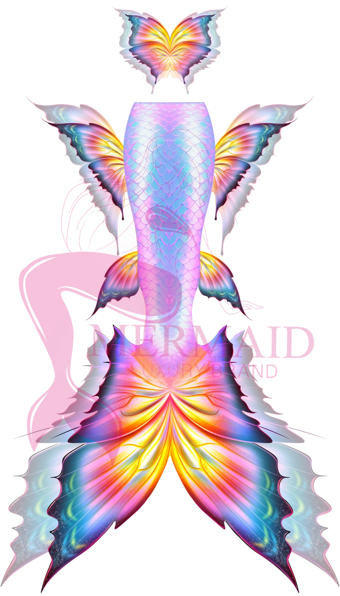Rainbow Butterfly Mermaid Tail