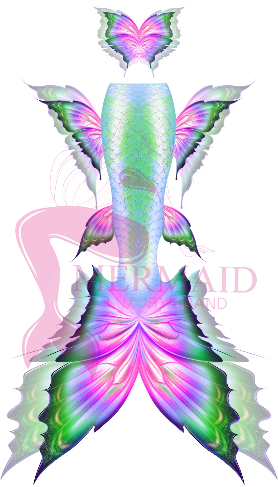 Rainbow Butterfly Mermaid Tail