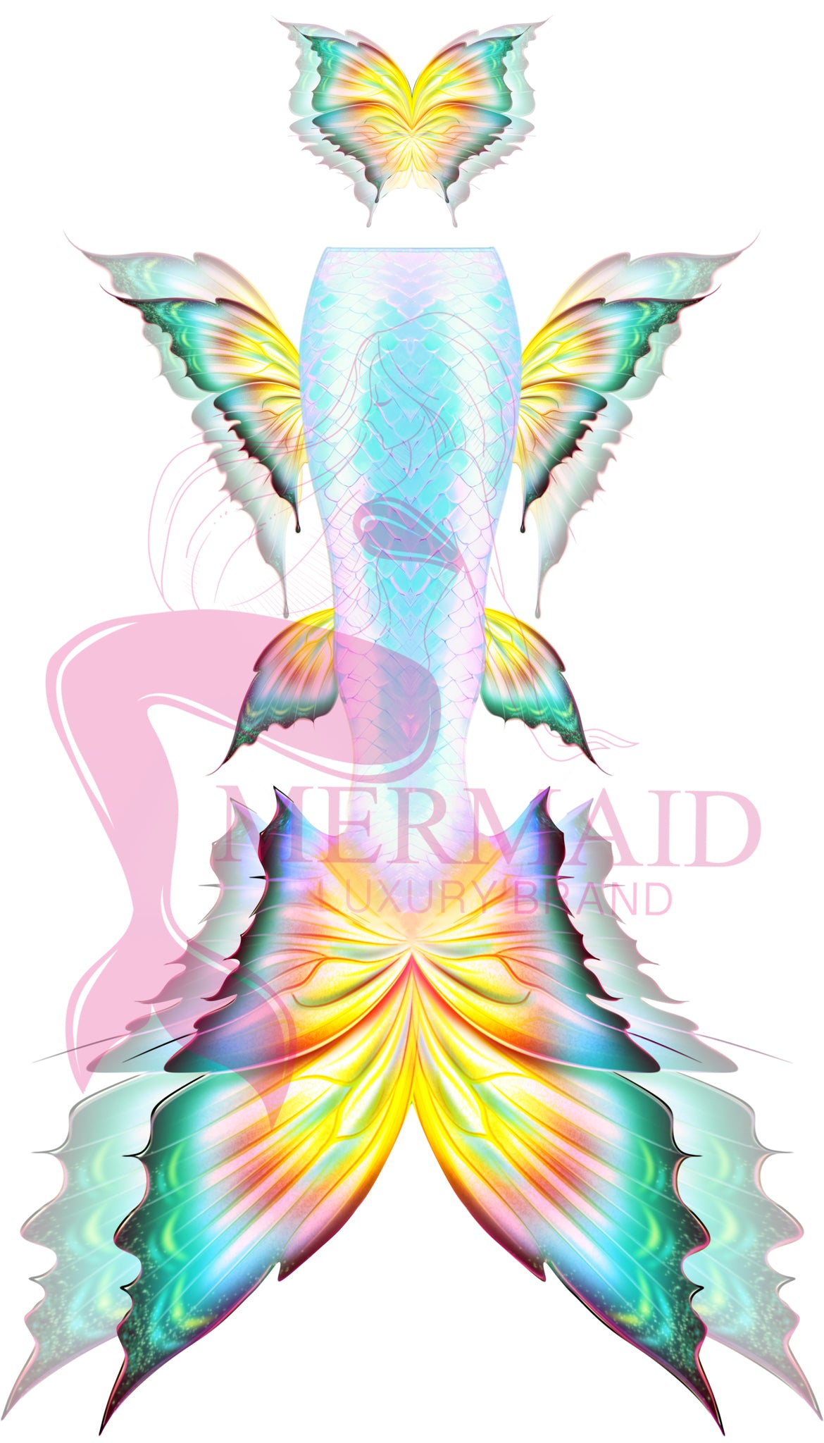 Rainbow Butterfly Mermaid Tail