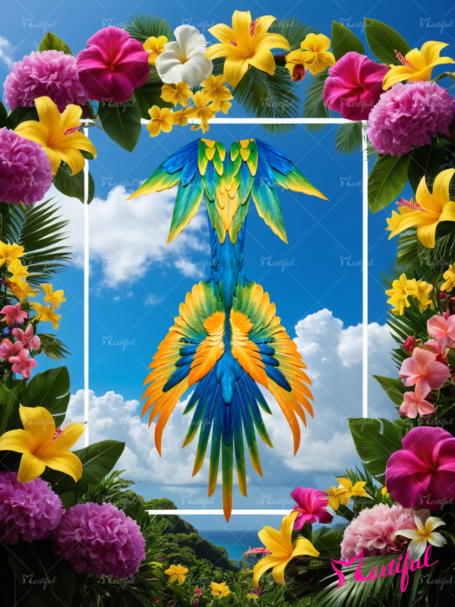 Mertiful Scarlet Macaw Mermaid Tail