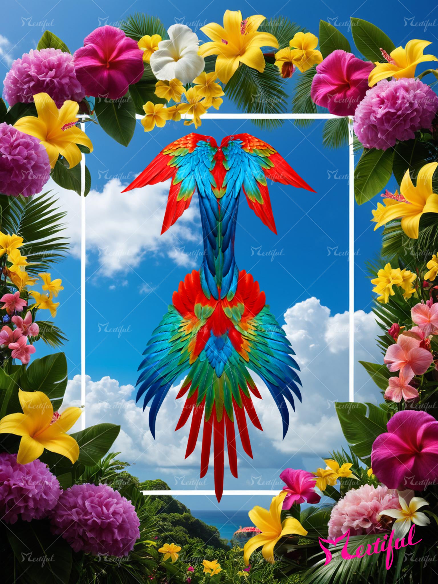 Mertiful Scarlet Macaw Mermaid Tail